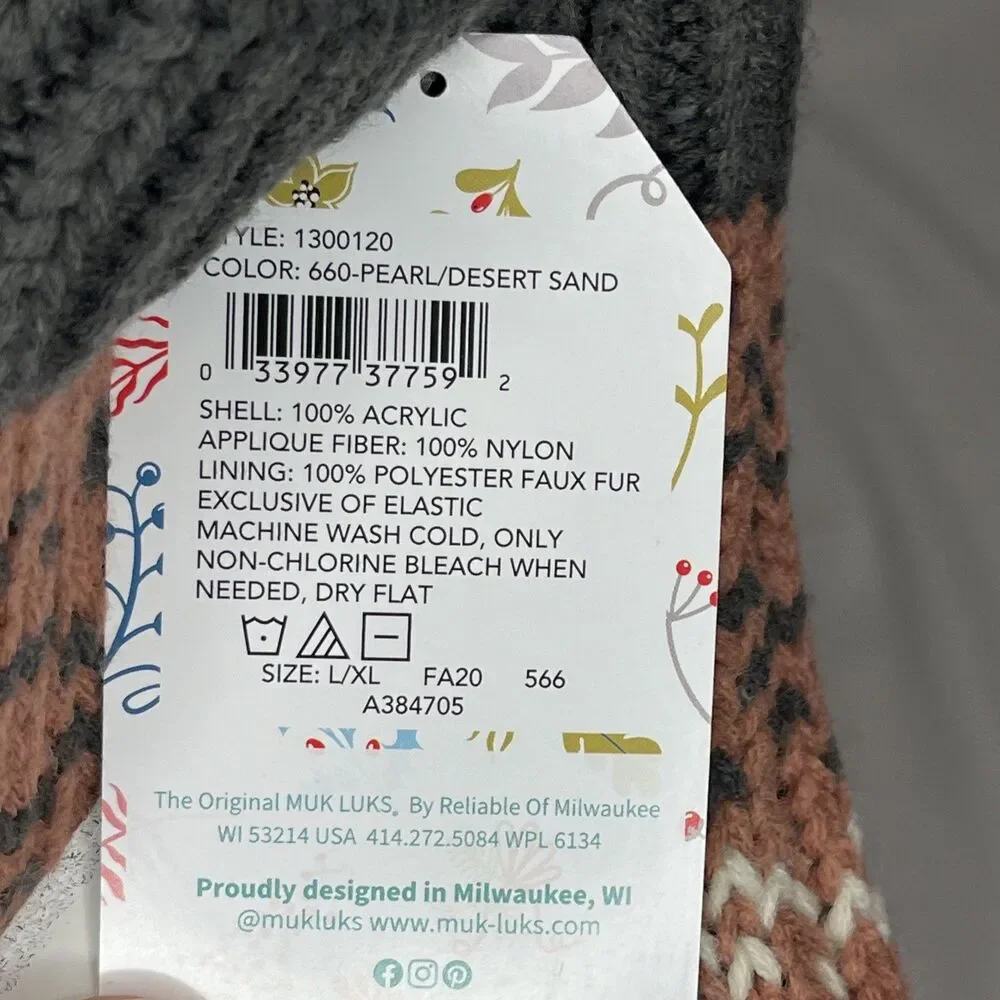 Muk Luks Socks winter slipper shea butter infused wine red grey NWT